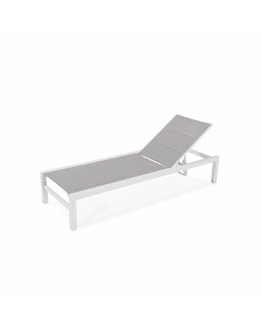 Chaise longue avec structure droite en aluminium blanc avec roulettes