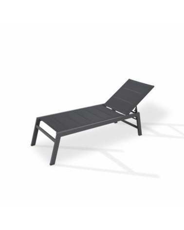 Chaise longue en aluminium gris anthracite avec roulettes