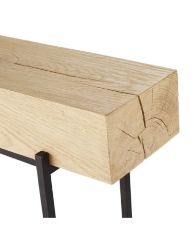 Console en chêne et métal noir
