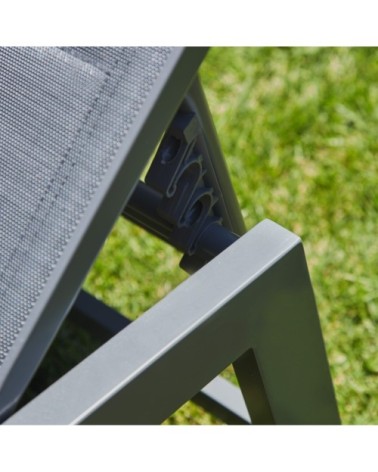 Chaise longue en aluminium gris anthracite avec roulettes
