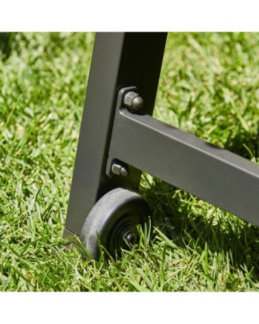 Lot de 2 grandes chaises longues en aluminium marron avec roulettes