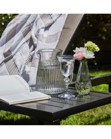 Ensemble de chaises longues droites et table basse de jardin marron