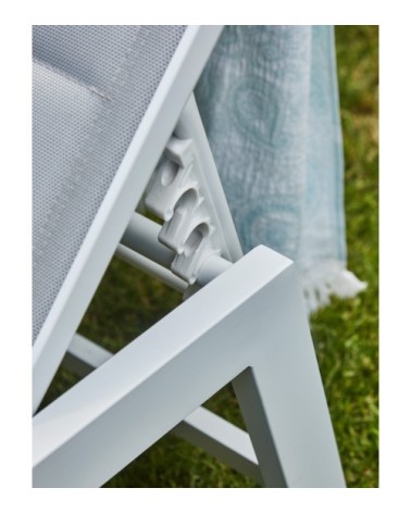 Lot de 2 grandes chaises longues en aluminium blanc avec roulettes