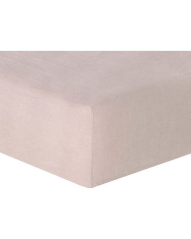 Drap housse lin lavé vieux rose 140x190x30