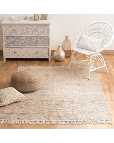 Grand tapis en jute et coton recyclé tissés 200x300