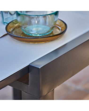 Table de jardin en aluminium marron 160/80×80 cm