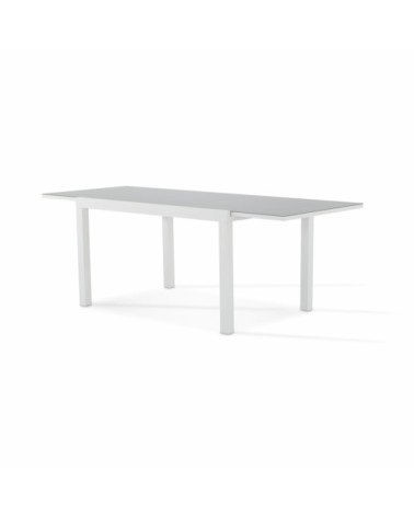 Table de jardin en aluminium blanc 215/135×90 cm