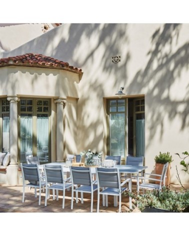 Table de jardin en aluminium blanc 215/135×90 cm