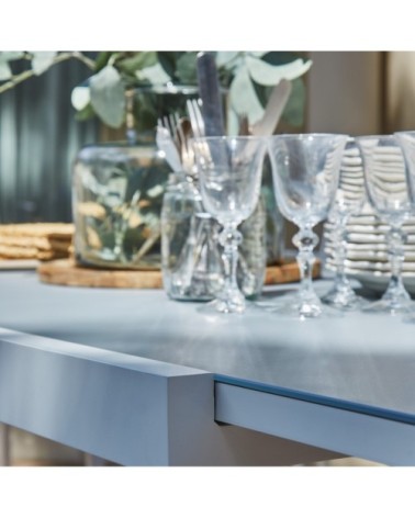 Table de jardin en aluminium blanc 215/135×90 cm