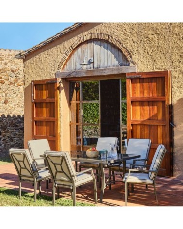 Table de jardin en aluminium et verre trempé 185×100 cm