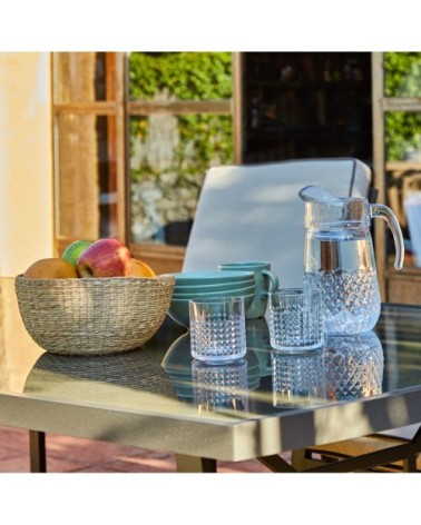 Table de jardin en aluminium et verre trempé 185×100 cm