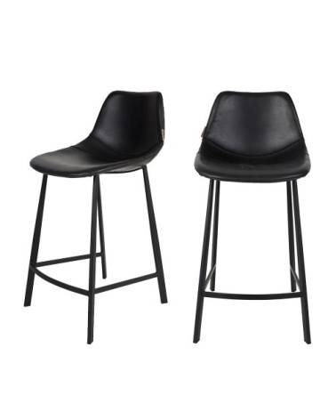 Lot de 2 tabourets de bar vintage 65cm noir