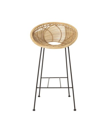 Tabouret de bar en métal et rotin 72cm