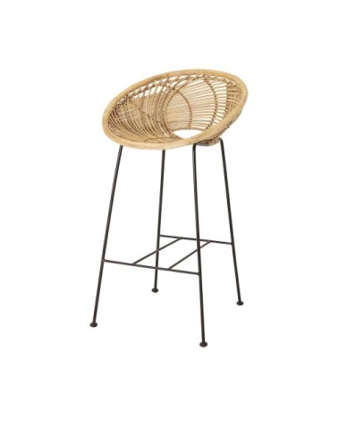 Tabouret de bar en métal et rotin 72cm