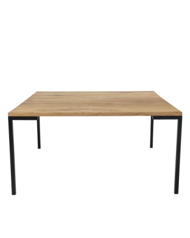 Table basse en bois et métal 90x90cm bois clair  et  noir