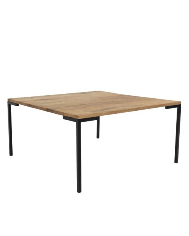 Table basse en bois et métal 90x90cm bois clair  et  noir