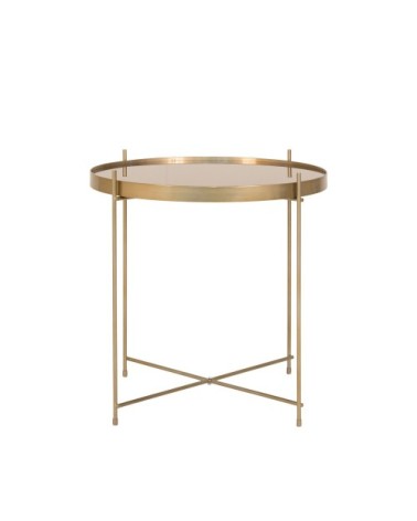 Table basse en verre et métal D48xh48cm laiton