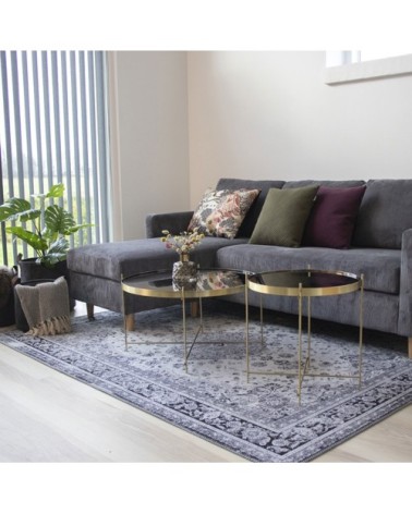 Table basse en verre et métal D48xh48cm laiton