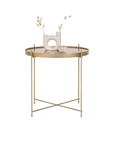 Table basse en verre et métal D48xh48cm laiton