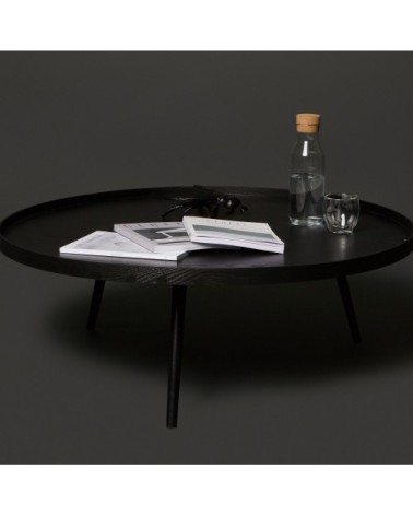 Table basse ronde en bois D100cm noir