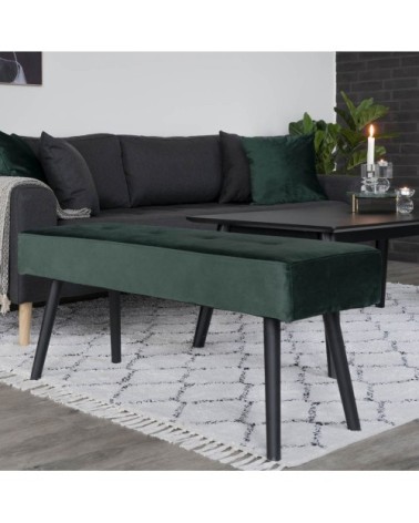 Banc en velours L100cm vert