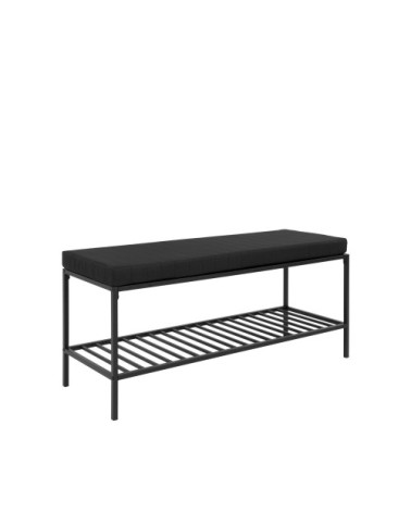 Banc en tissu et métal avec étagère L100cm noir
