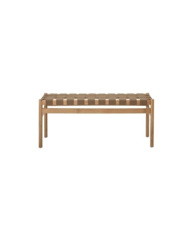 Banc en bois et tressage 113cm marron