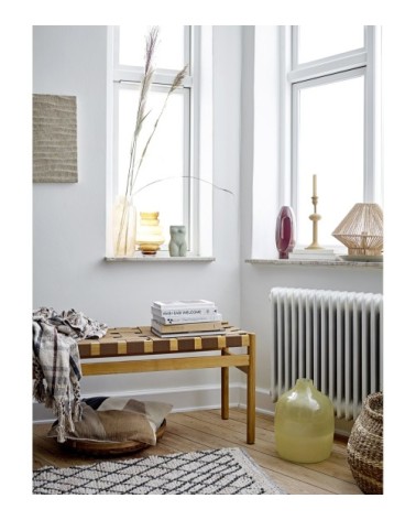 Banc en bois et tressage 113cm marron