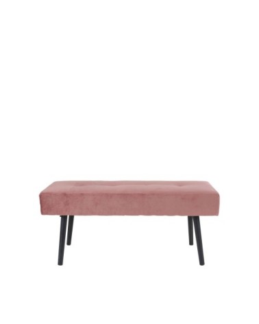 Banc en velours L100cm rose