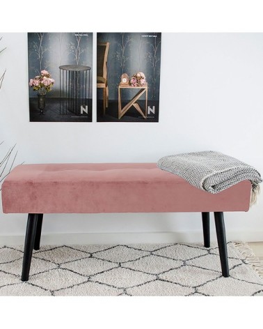 Banc en velours L100cm rose