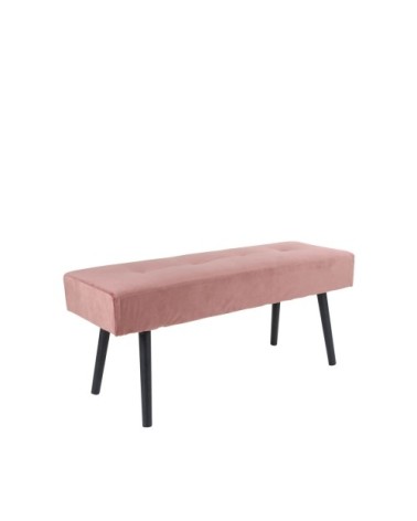 Banc en velours L100cm rose