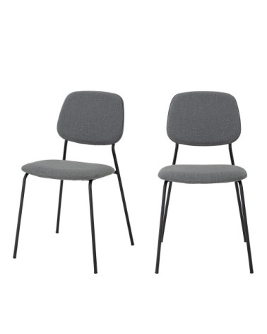 Lot de 2 chaises en tissu et métal gris
