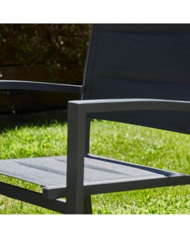 Lot de 8 chaises empilables en aluminium et textilène gris anthracite