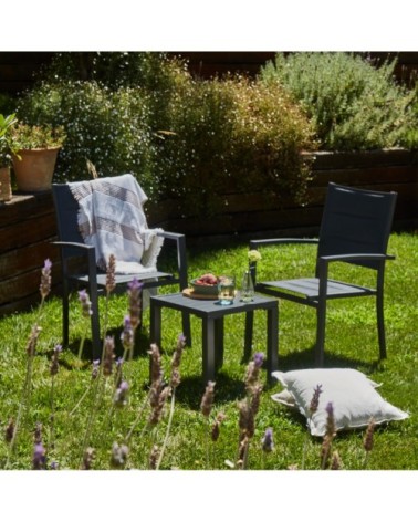 Lot de 4 chaises empilables en aluminium et textilène gris anthracite