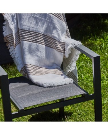 Lot de 4 chaises empilables en aluminium et textilène gris anthracite