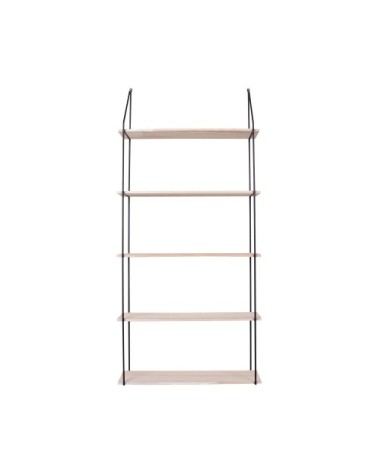 Etagère murale en métal et bois 65x17xH145 cm bois clair  et  noir