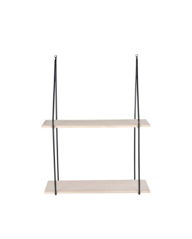 Etagère murale en métal et bois 55x21xH72 cm bois clair  et  noir