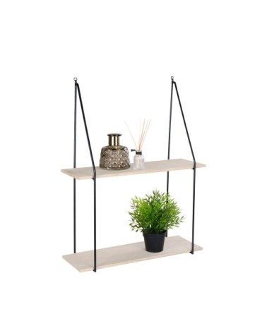 Etagère murale en métal et bois 55x21xH72 cm bois clair  et  noir
