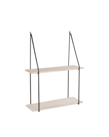 Etagère murale en métal et bois 55x21xH72 cm bois clair  et  noir