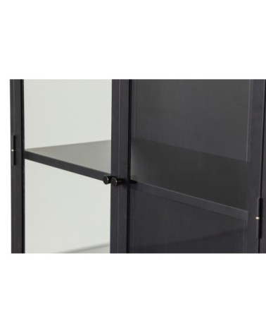 Vitrine 2 portes en métal 90x190cm noir