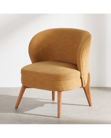 Fauteuil effet lin ocre
