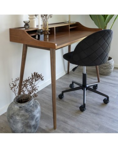 Chaise de bureau à roulettes en velours noir