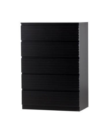 Commode 5 tiroirs en bois massif de pin noir