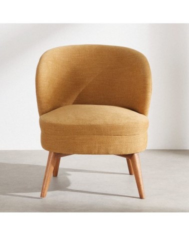 Fauteuil effet lin ocre