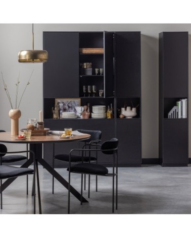 Colonne de rangement en bois massif de pin L40cm noir