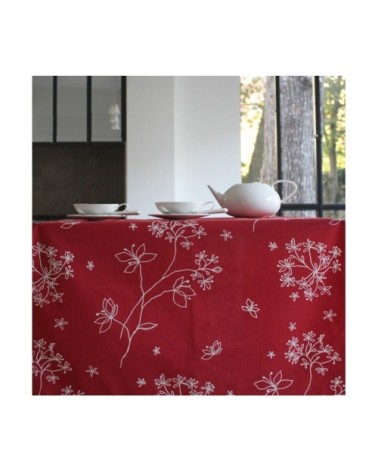 Nappe enduite ovale 160 x 200 cm rouge