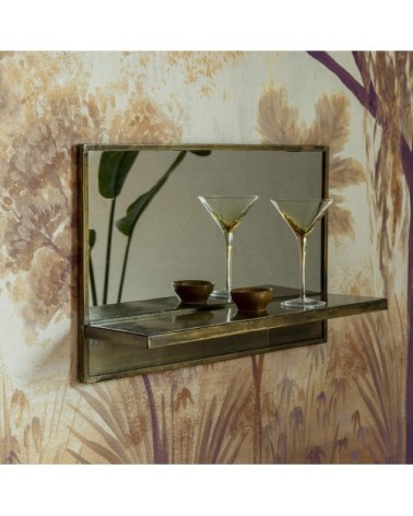 Miroir rectangle en laiton avec étagère laiton