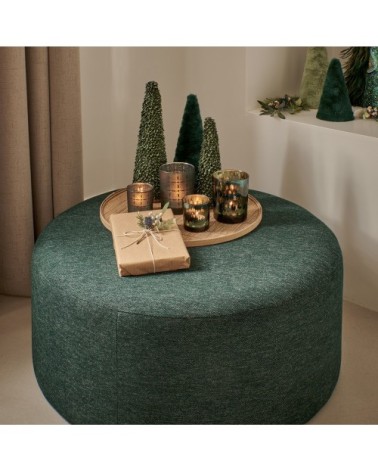 Pouf en velours D80cm vert