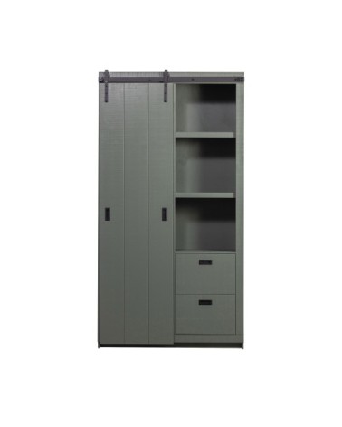 Armoire avec porte coulissante L122cm vert olive