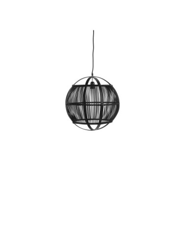 Suspension ronde en bambou D31cm noir